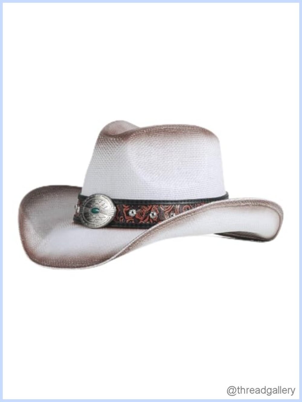 Straw Cowboy Hat Western Rancher Rolled Brim Lightweight